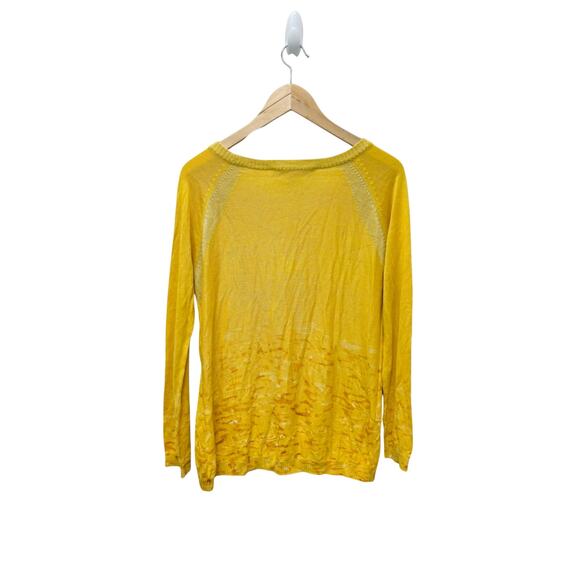 Desigual Long Sleeve Carla Top in Yellow Print Size Small - Picture 8 of 10